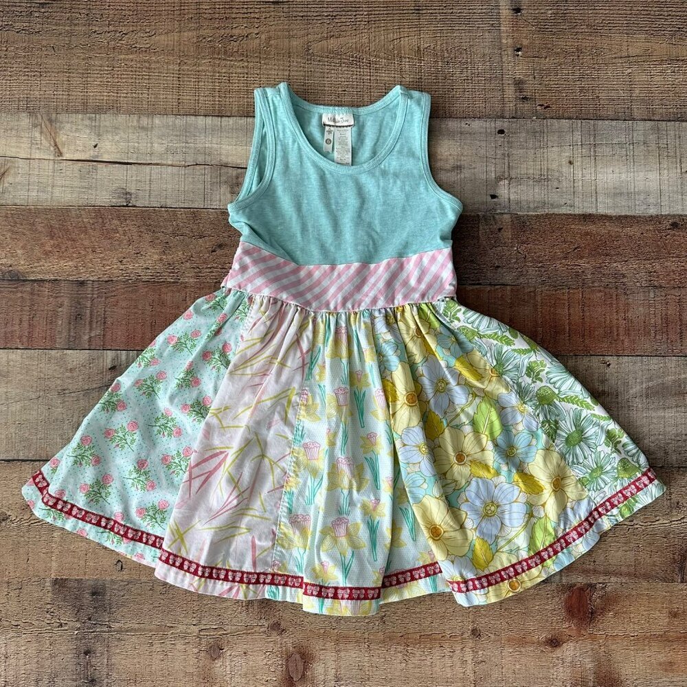 Matilda Jane Girls Size 6 Hello Lovely Trend Setter Dress Sleeveless Patchwork